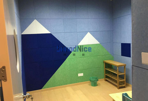 Kindergarten uses PET  acoustic panel  to make various patterns