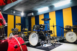 Drum room installation of  PET acoustic panels part1