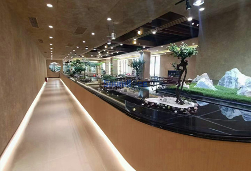 Restaurant Fulinxuan installation Wood wool acoustic panel wall installation Sandrock Acoustic Panel 