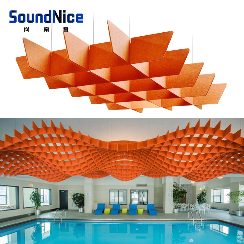 Ceiling polyester acoustic panels