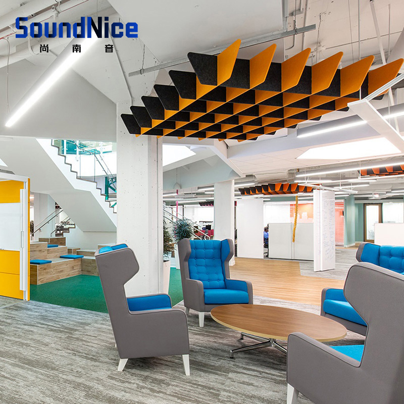 Ceiling polyester acoustic panels