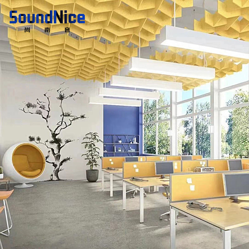 Ceiling polyester acoustic panels