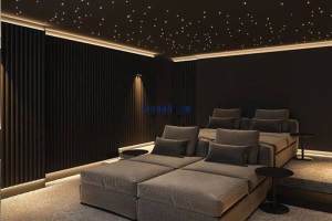 Home theater wall installation Slat wooden acoustic panels