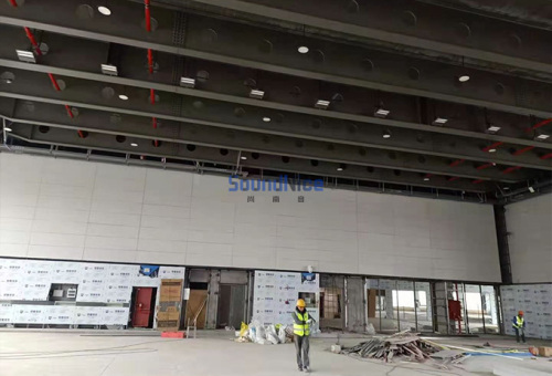 Hangzhou Yuhang district sports center  wall fabric acoustic panel Installation